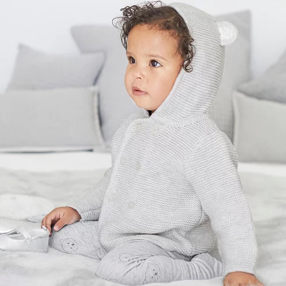 12-18 months Little White Company grey hooded cardigan
Little White Company